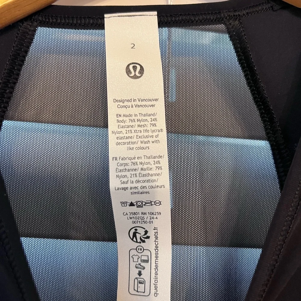lululemon athletica Black Tank Top size 2 NWOT